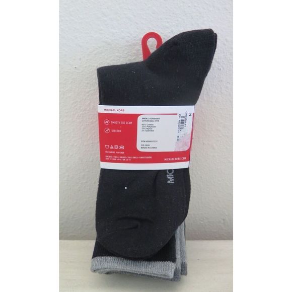 Michael Kors Performance 3 Pair Men's 7-12 Charcoal/Gray/Black Casual Crew Socks - Picture 2 of 7